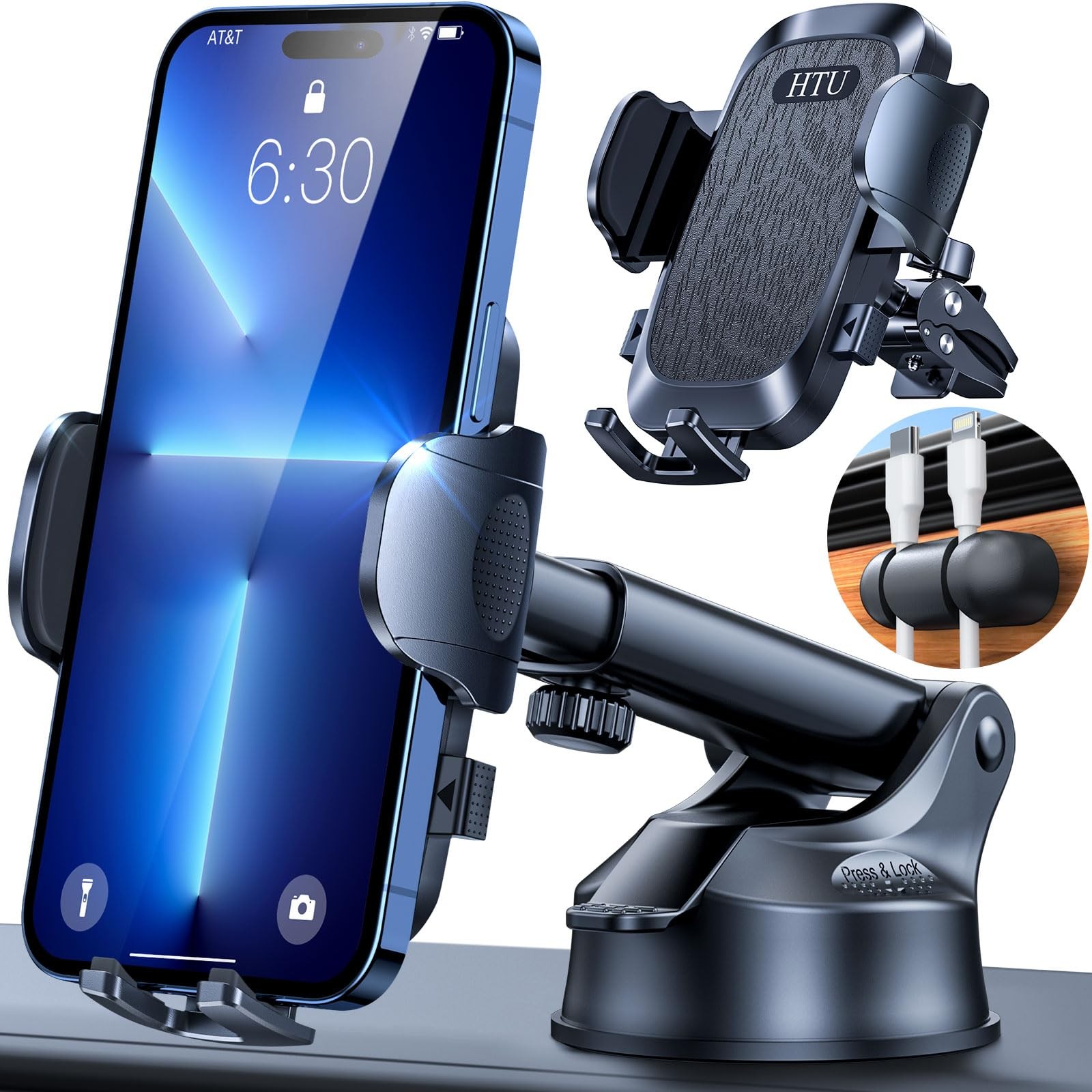 HTU 【98+LBS Strongest Suction & Military-Grade】 Ultimate Car Phone Black