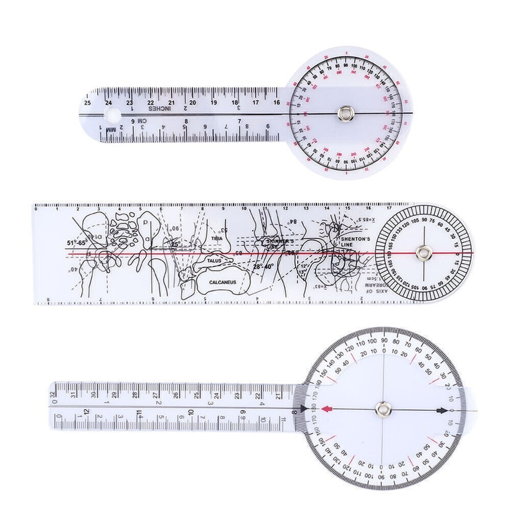3Pcs 6/8/10inch 360 Degree Protractor Angle Medical Ruler Spinal Goniometer