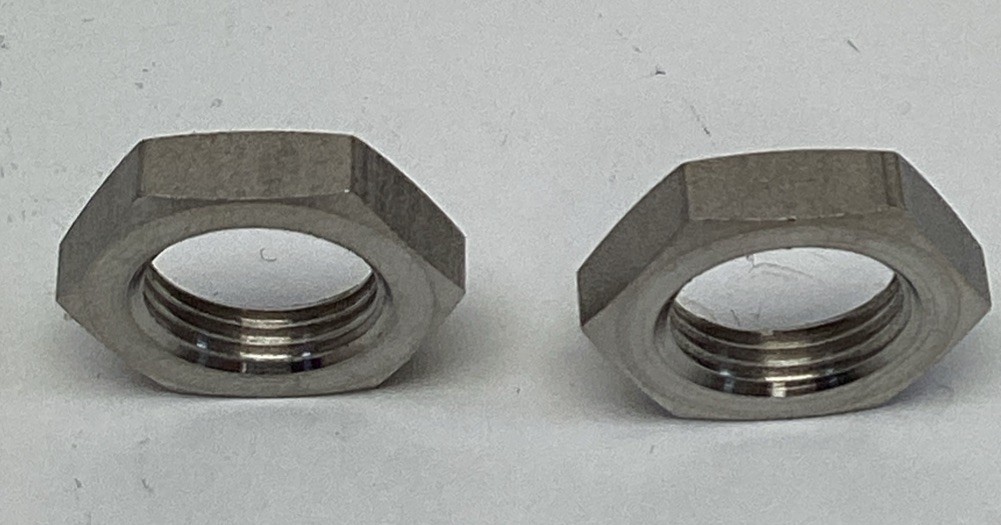 TE 308010 M12 Hex Thin Jam Nuts for Sensors 2-Pack
