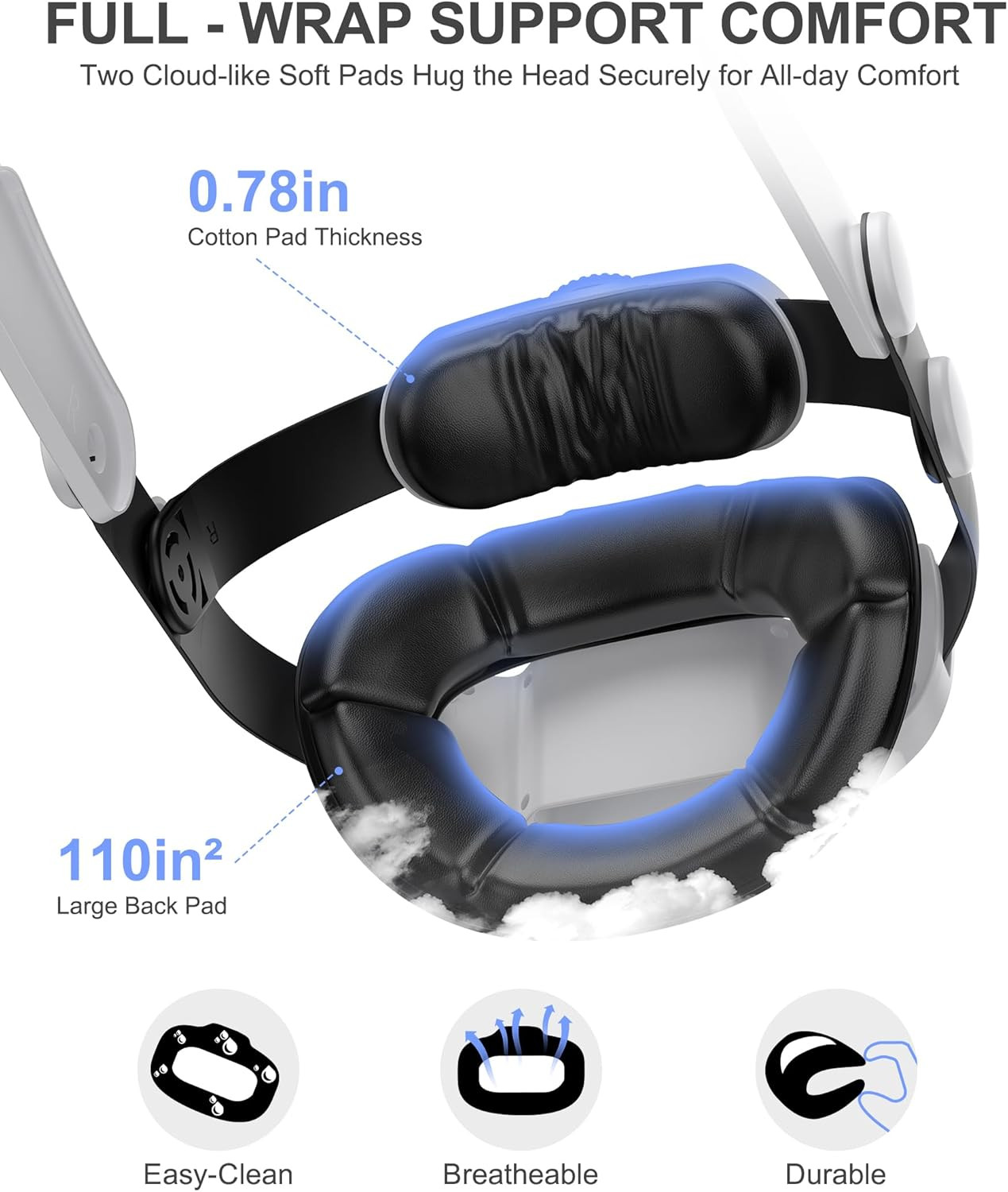 for Meta Quest 3S/Quest 2/Quest 3 Head Strap, Double Knobs Adjustable Elite Stra