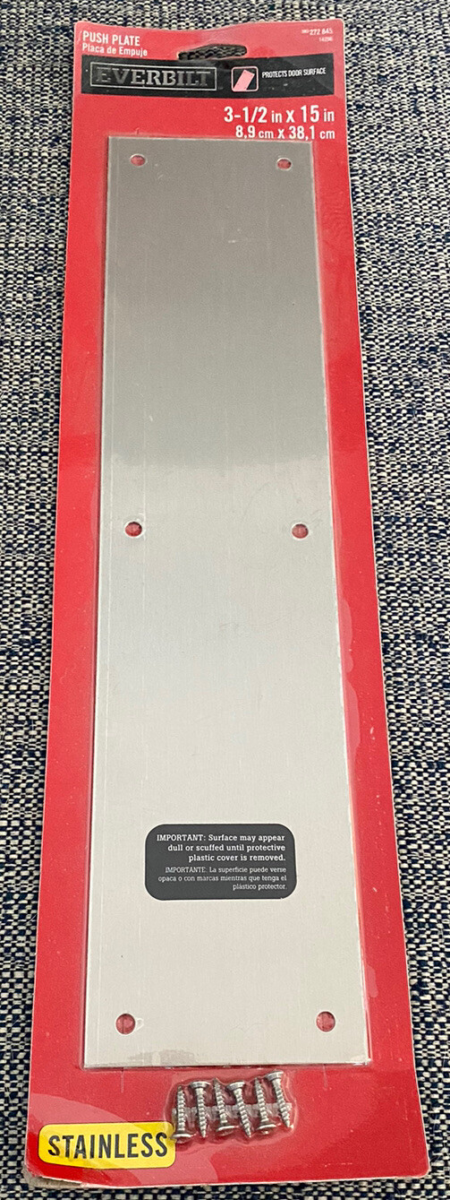 Everbilt Stainless Steel Door Protection Push Plate 3 1/2 in x 15 in #14256