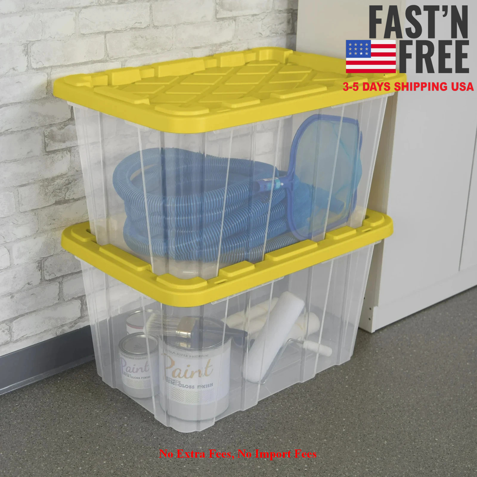 Sterilite Large Storage Bin, 27 Gallon Durable Plastic Storage Tote with Snap-On