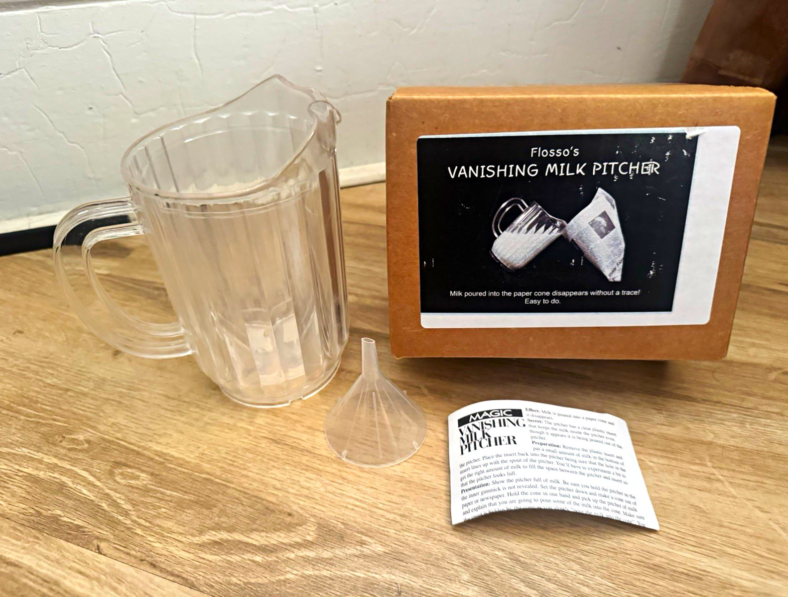 Flosso Vanishing Milk Pitcher Magic Trick w/ Box, funnel & instructions
