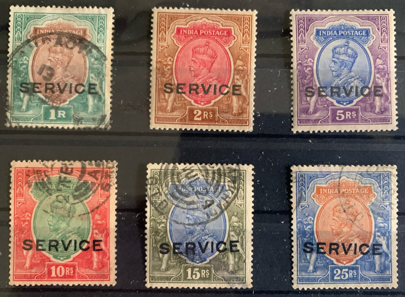 India 1912 KGV SERVICE Overprints Set Gibbons# o91-o96 Mint Hinged and Fine Used