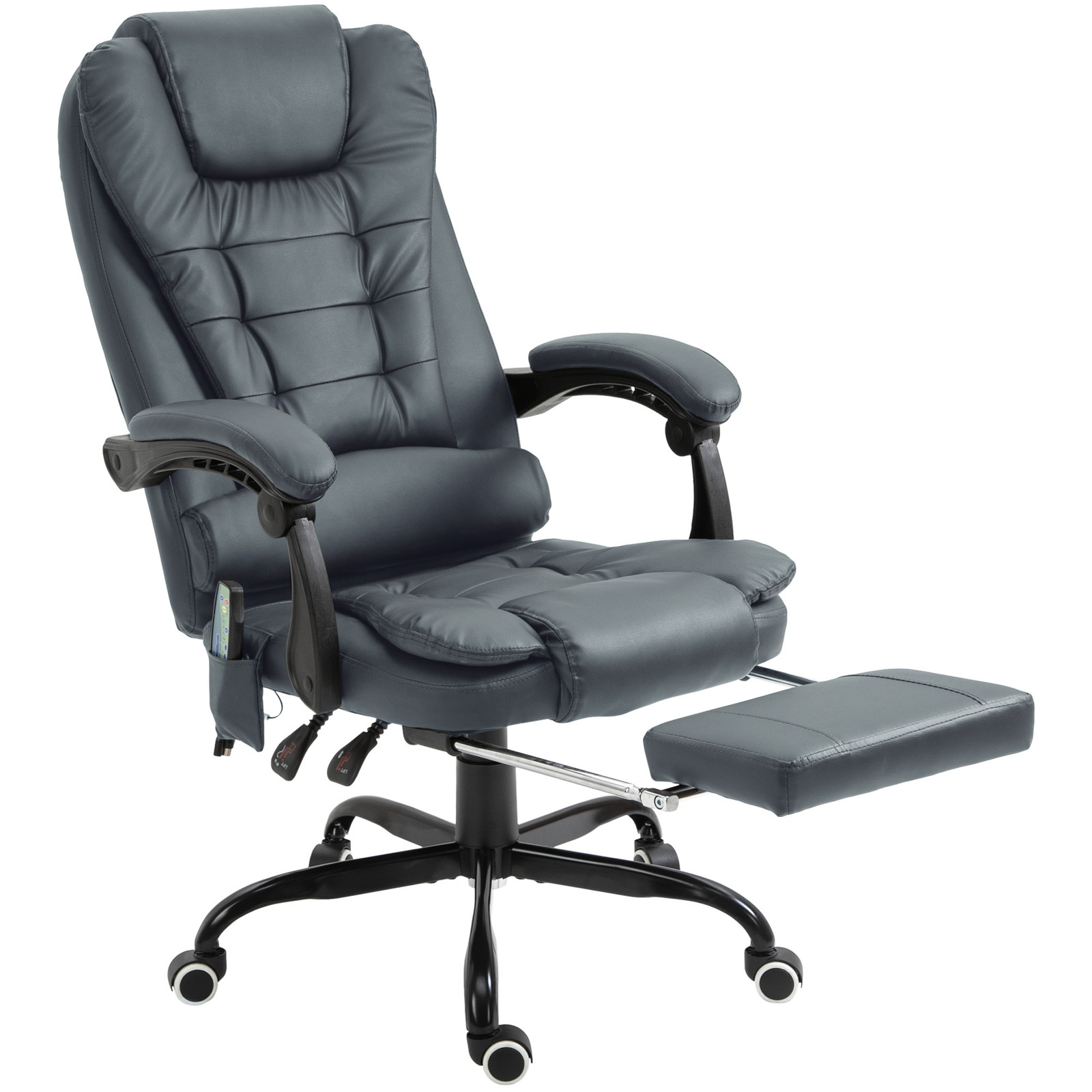 PU Leather Massage Computer Chair w/ Padded Seat and Adjustable Height, Blue