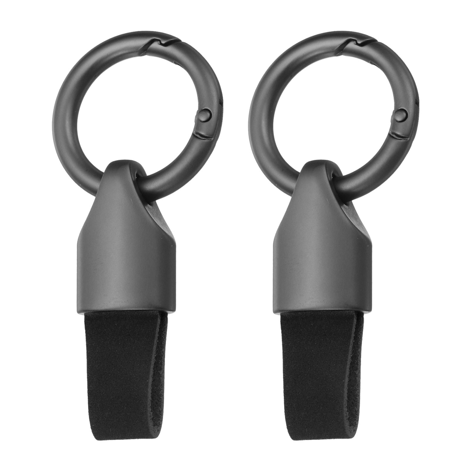 2pcs Car Key Chain Ring Clip, Leather Keychain Key Fob, Dull Gunmetal Black