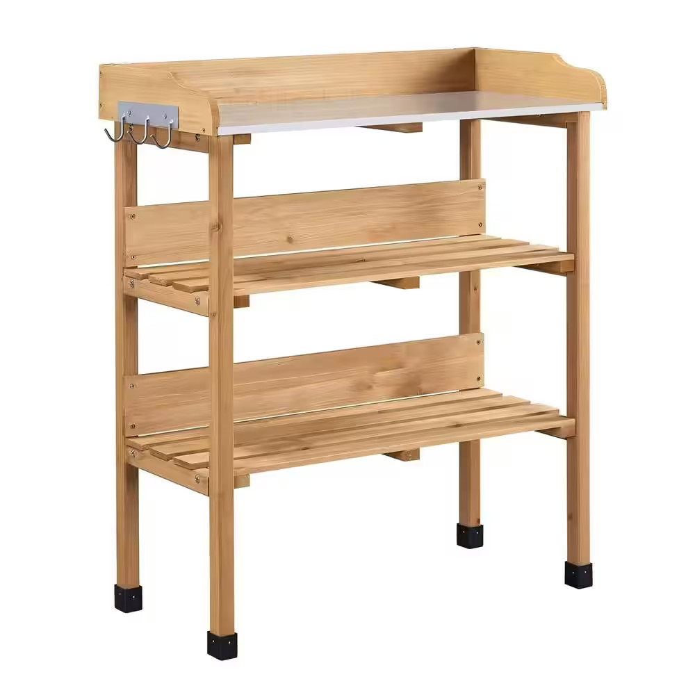 30.5 In. W X 14.6 In. D X 35.5 In. H Outdoor Garden Potting Bench Table Wooden H