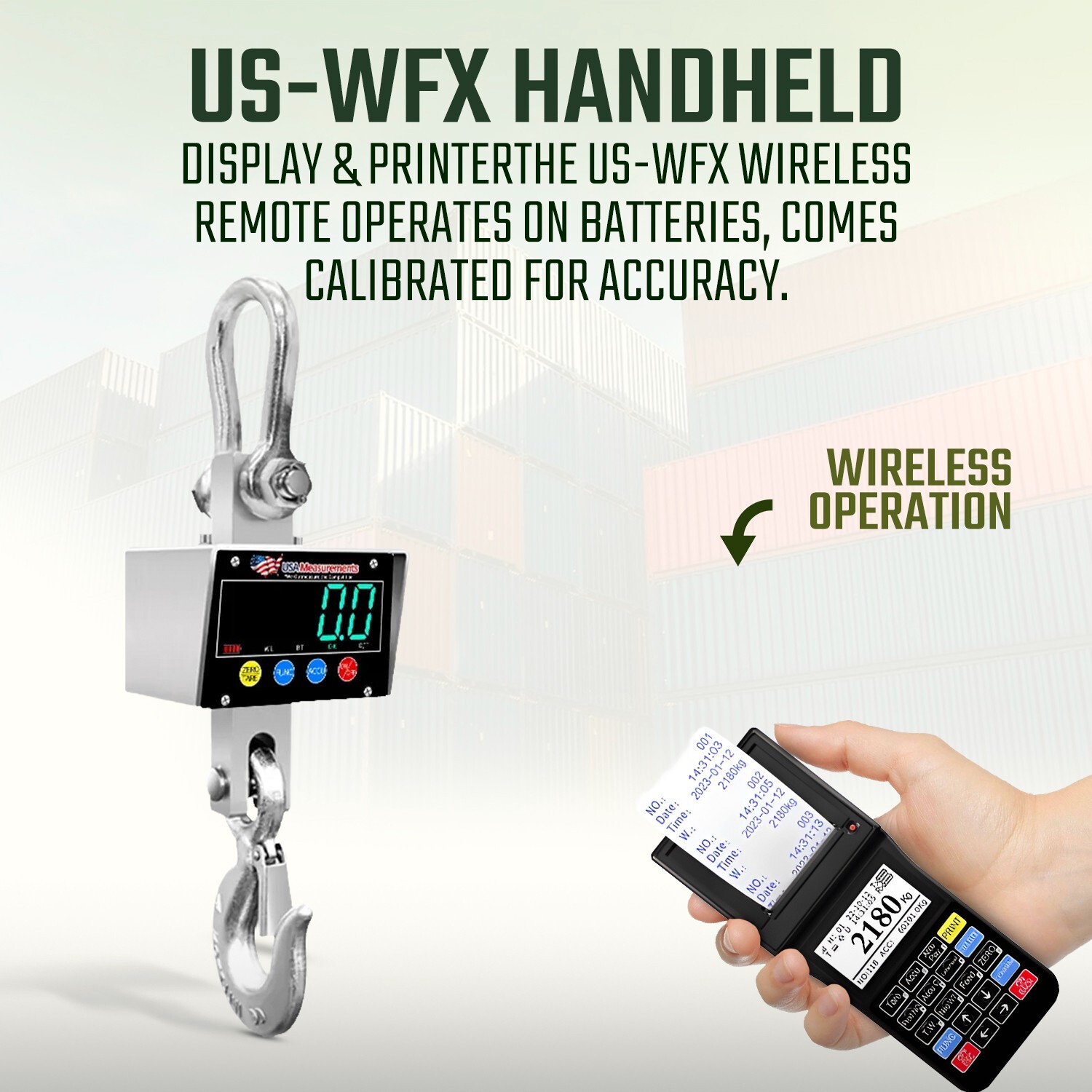 Stainless Steel 10,000 lb Crane Scale Wireless with Android App & Certificate
