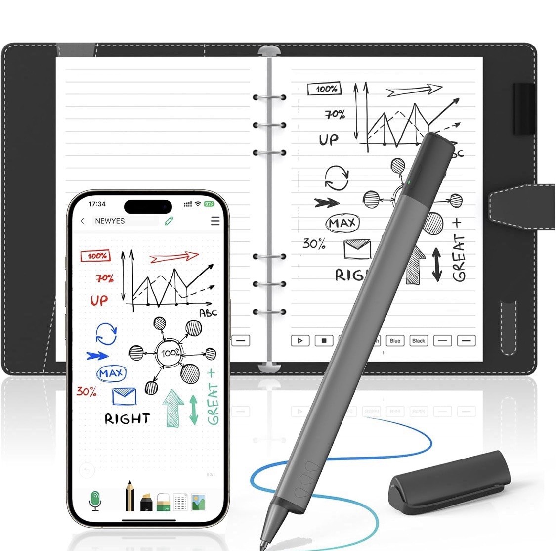 NEWYES SyncPen Smart Pen with Smart Notebook Digital Pen Sync Pen Bluetooth