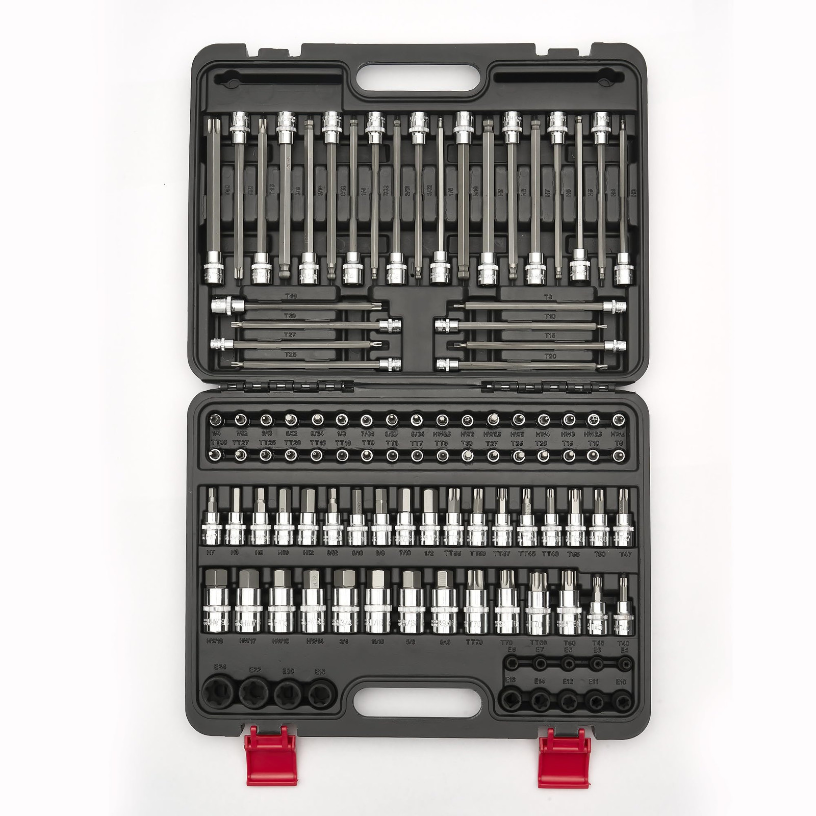 KOOPOOL 107-Piece Allen and Torx Bit socket Set, 1/4", 3/8" and 1/2" Drive, H...