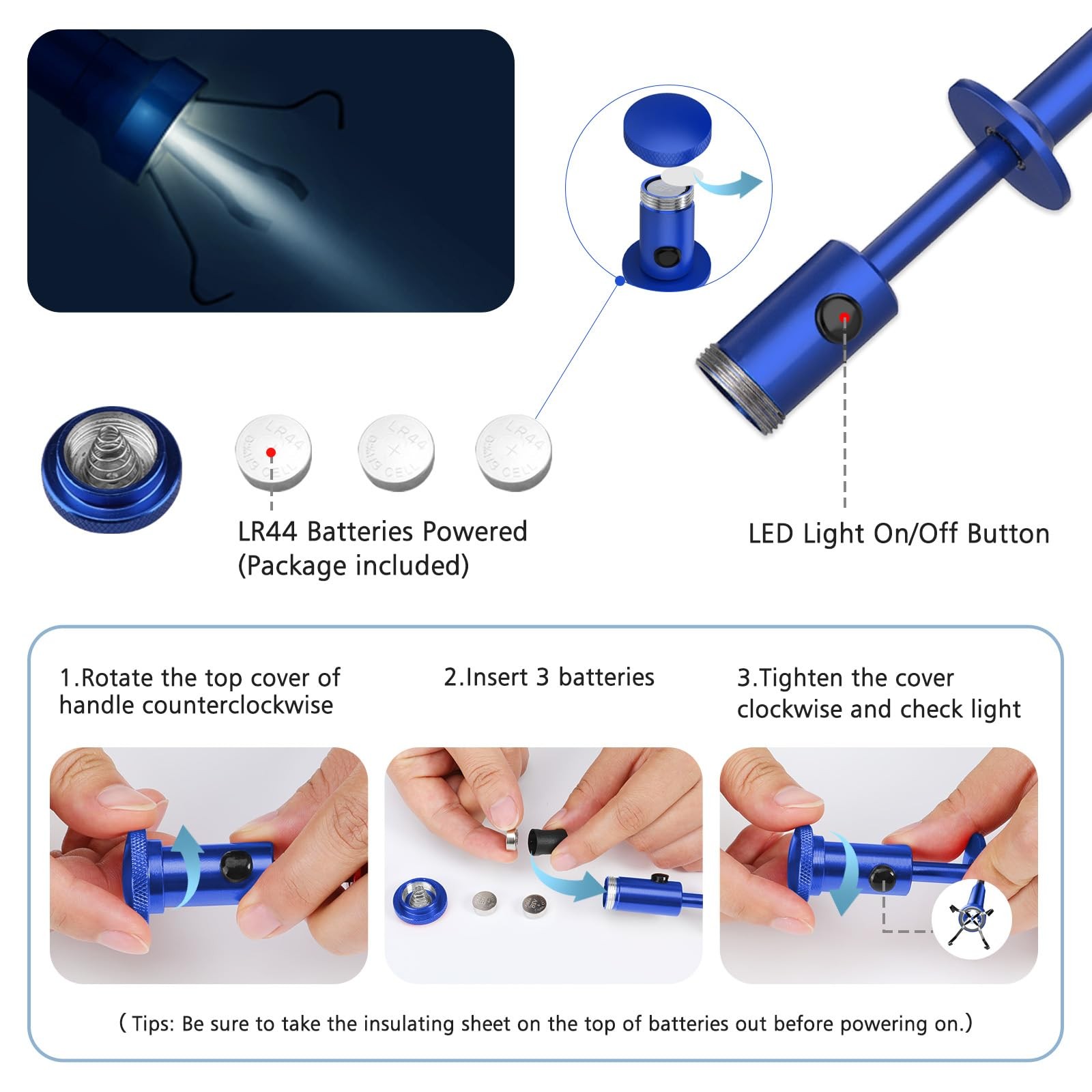 Bendable Magnetic Claw Pickup Tool LED Light Grabber Retrievable Harware Lifter