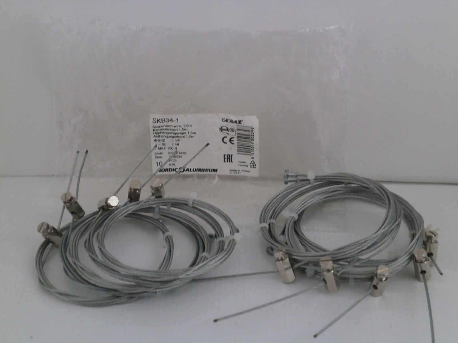 NORDIC ALUMINIUM 1.5M SUSPENSION WIRE  SKB34-1  *PACK OF 10 / NEW SURPLUS*
