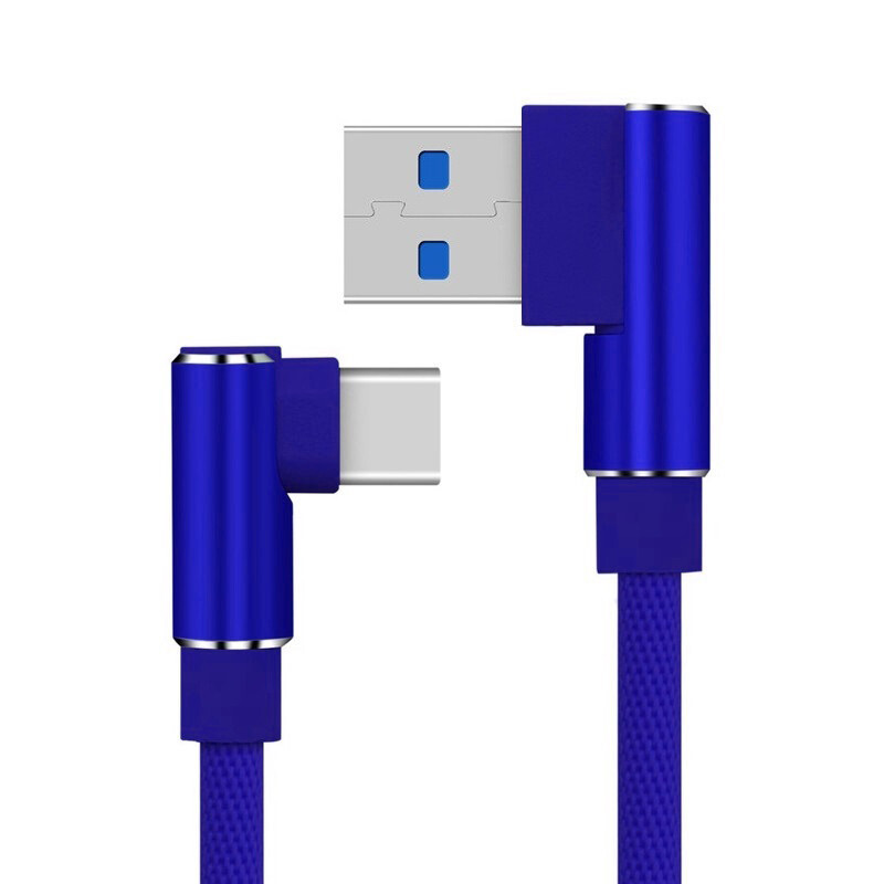 3/6/10Ft USB to Type-C 90 Degree Cable Fast Charger Charging Data Sync Cord Lot