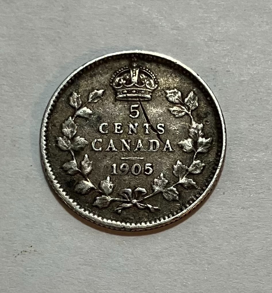 1905 Canada Silver 5 Cents
