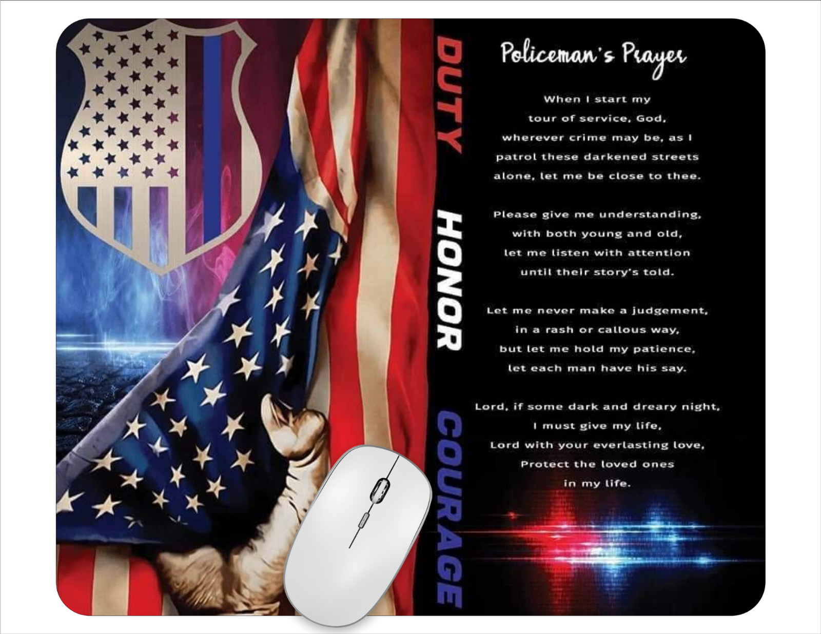 Policeman's Prayer Computer Non Slip Custom Mouse Pad Handmade