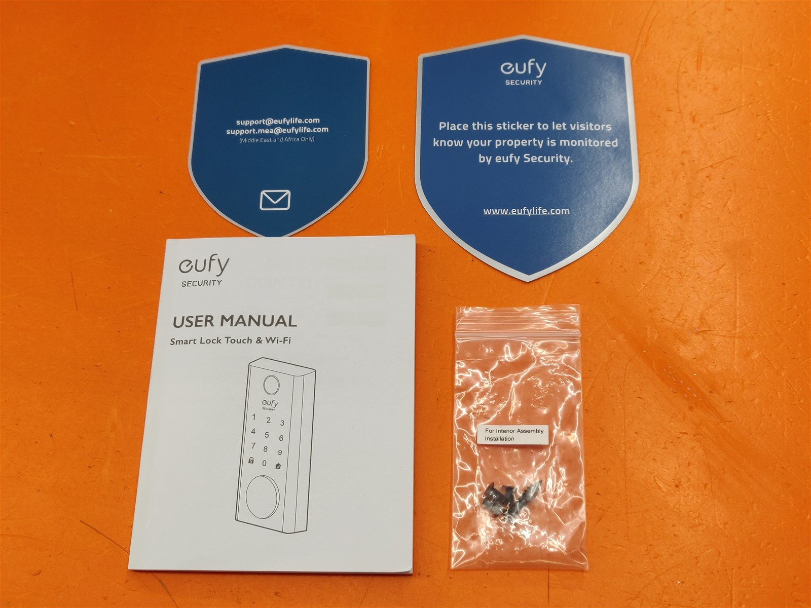 ⭐️⭐️⭐️⭐️⭐️ Eufy Smart Lock Touch Wifi Security Manual, Interior Screws + Sticker