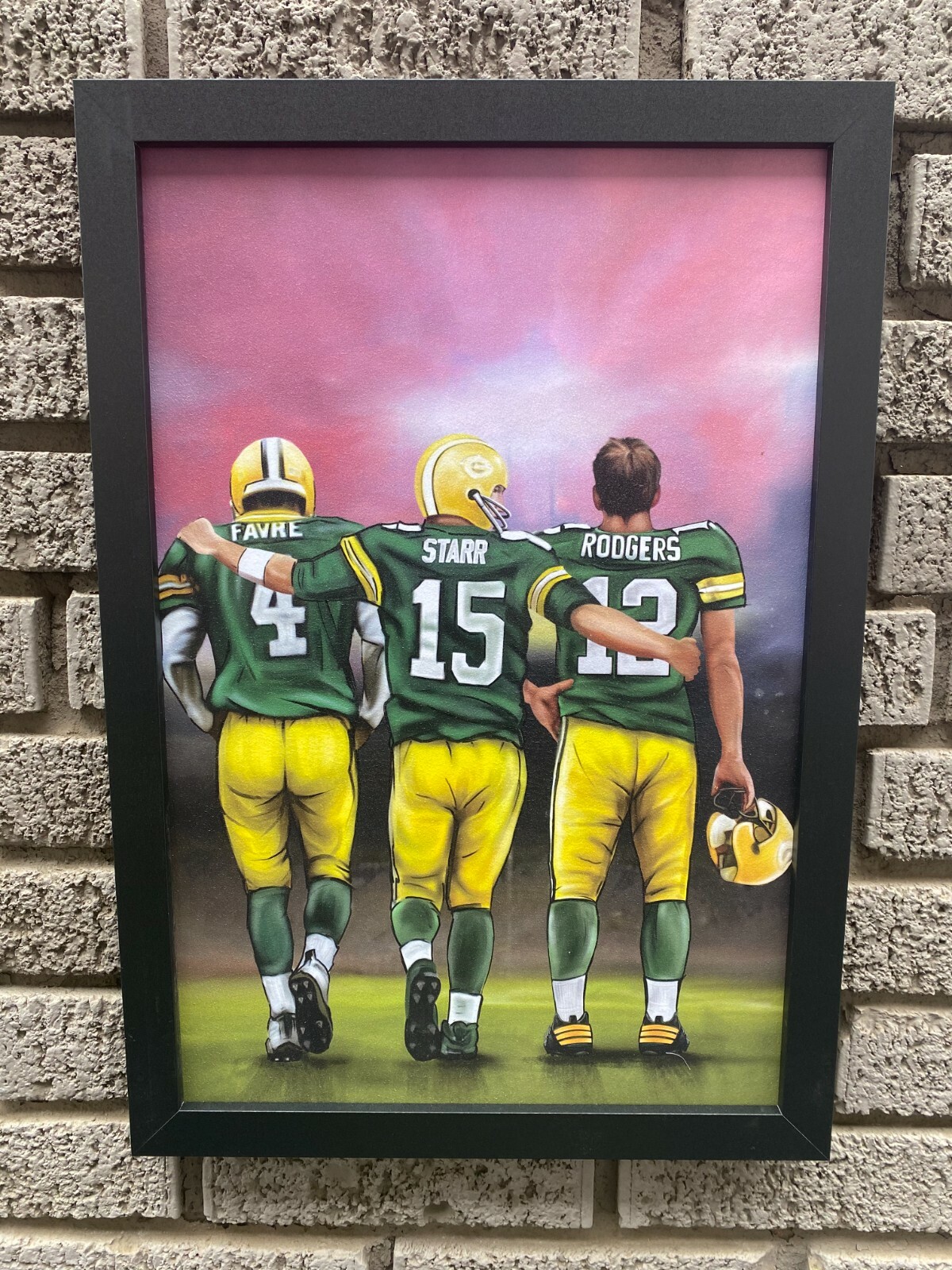 Green Bay Packers Quarterback Greats Rodgers Farve Starr Framed Picture Print