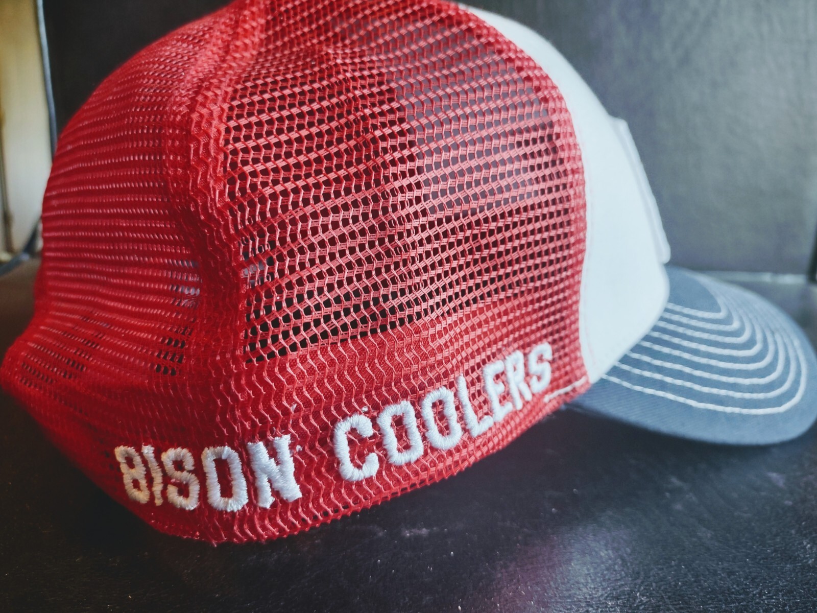 Men's BISON COOLERS Red White & Blue USA Flag Logo Hat adjustable 🦬🇺🇲