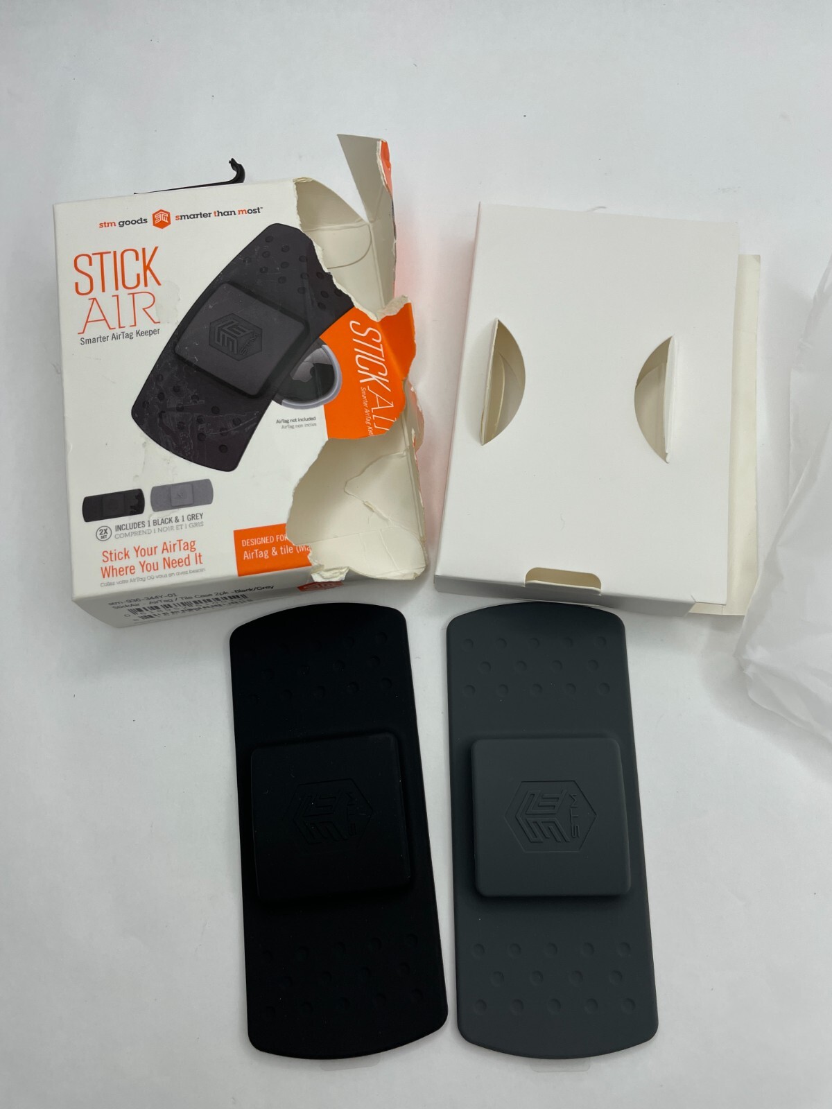 STM - AirStrip for apple AirTag Band - 2pk - Black/Grey - Black/Grey