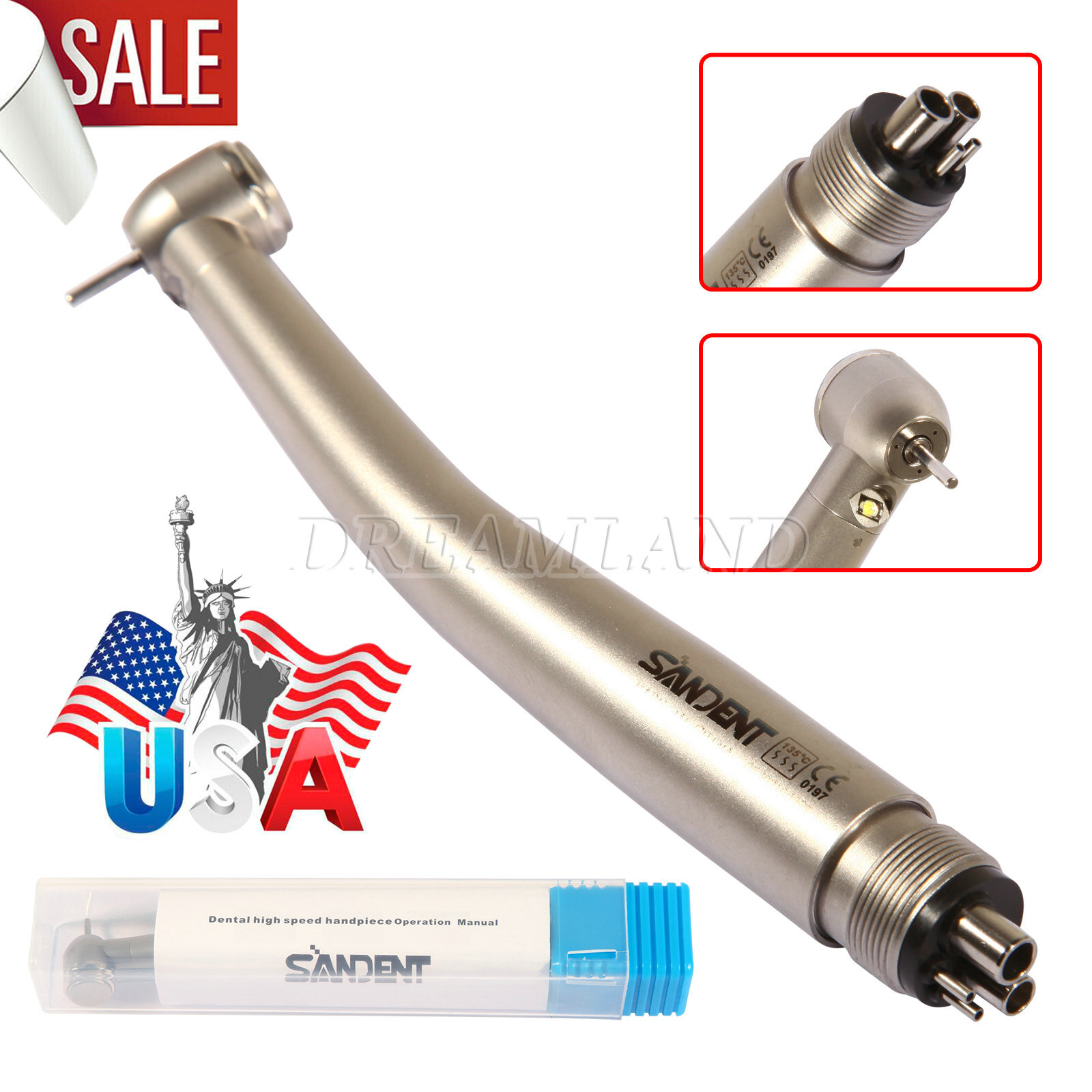 KAVO Style Dental LED Fiber Optic High Speed Handpiece 3 Spray 4 hole