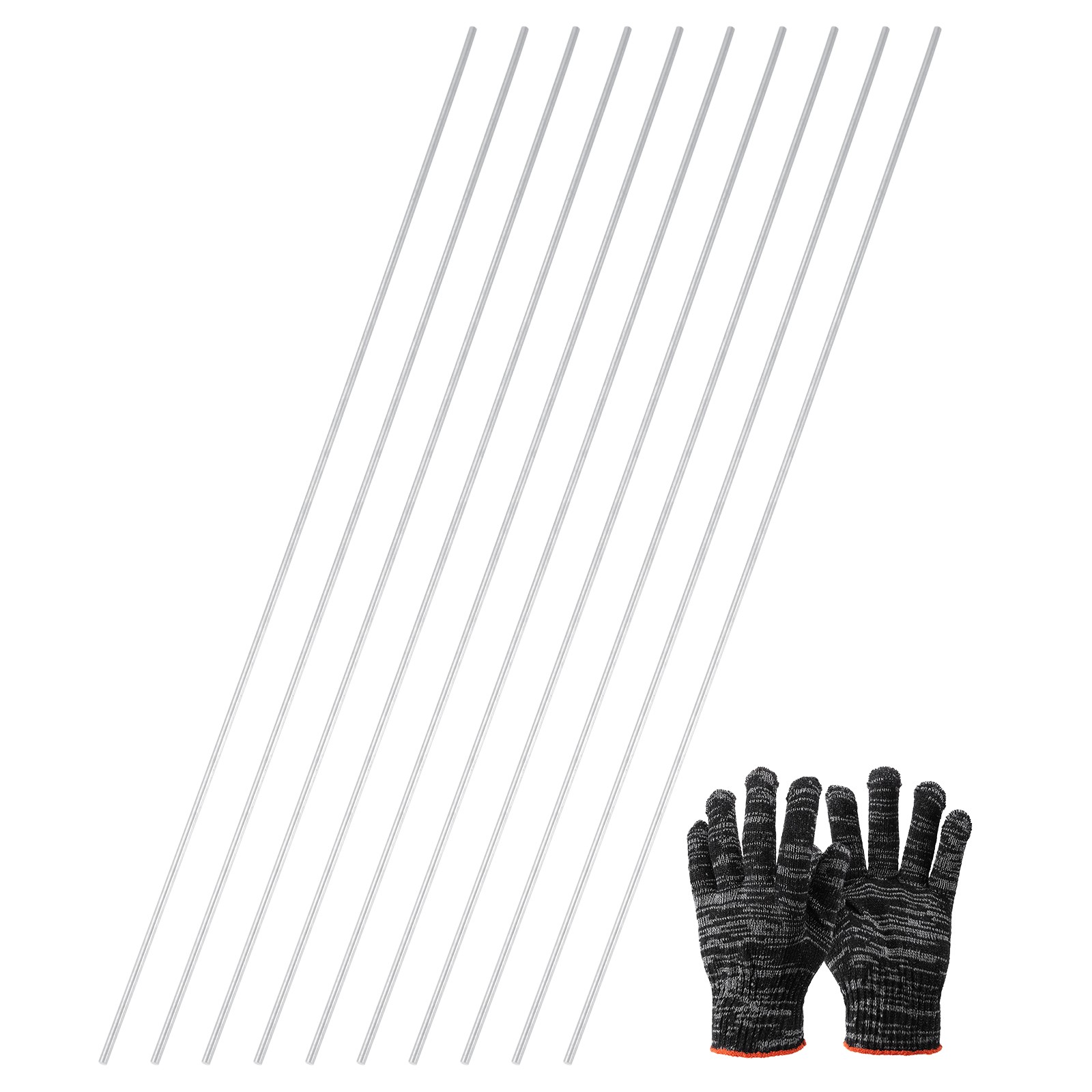 10 Aluminum Bars 6061 3/32\"(2.5mm) x 16\"(407mm) DIY, Silver