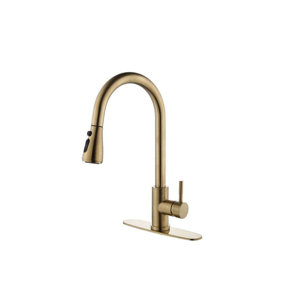 Kitchen Faucet with Pull Out Sprayer Single Handle High Arc Stainless Steel