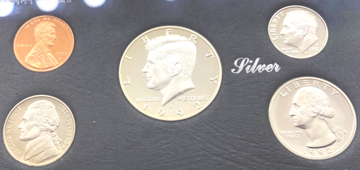 1992S-U.S. SILVER Proof Set-5 Coin/Set-Original Box-Certificate of Authenticity