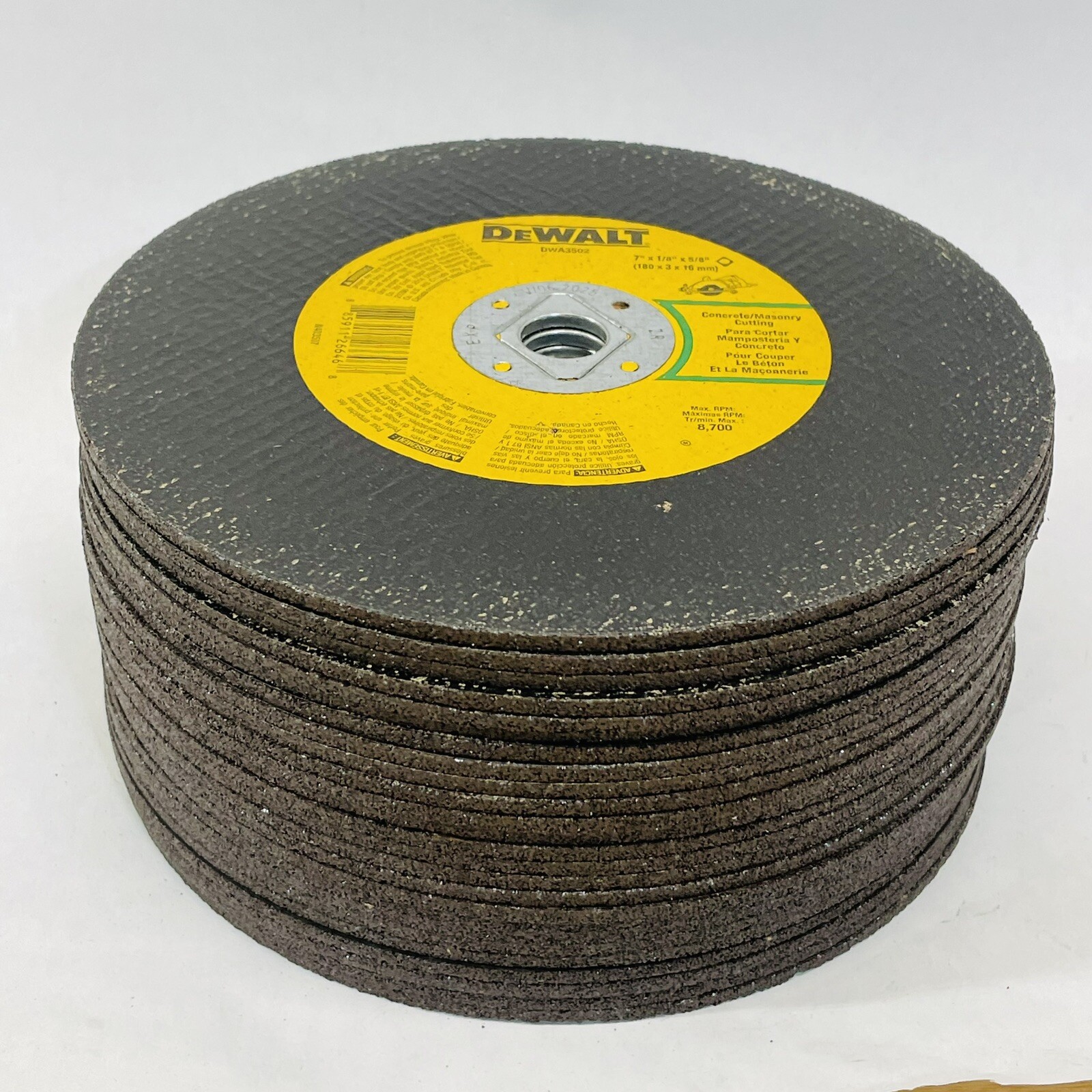 LOT OF 25 DEWALT #DWA3502  7"1/8 X 5/8"MASONRY ABRASIVE BLADE