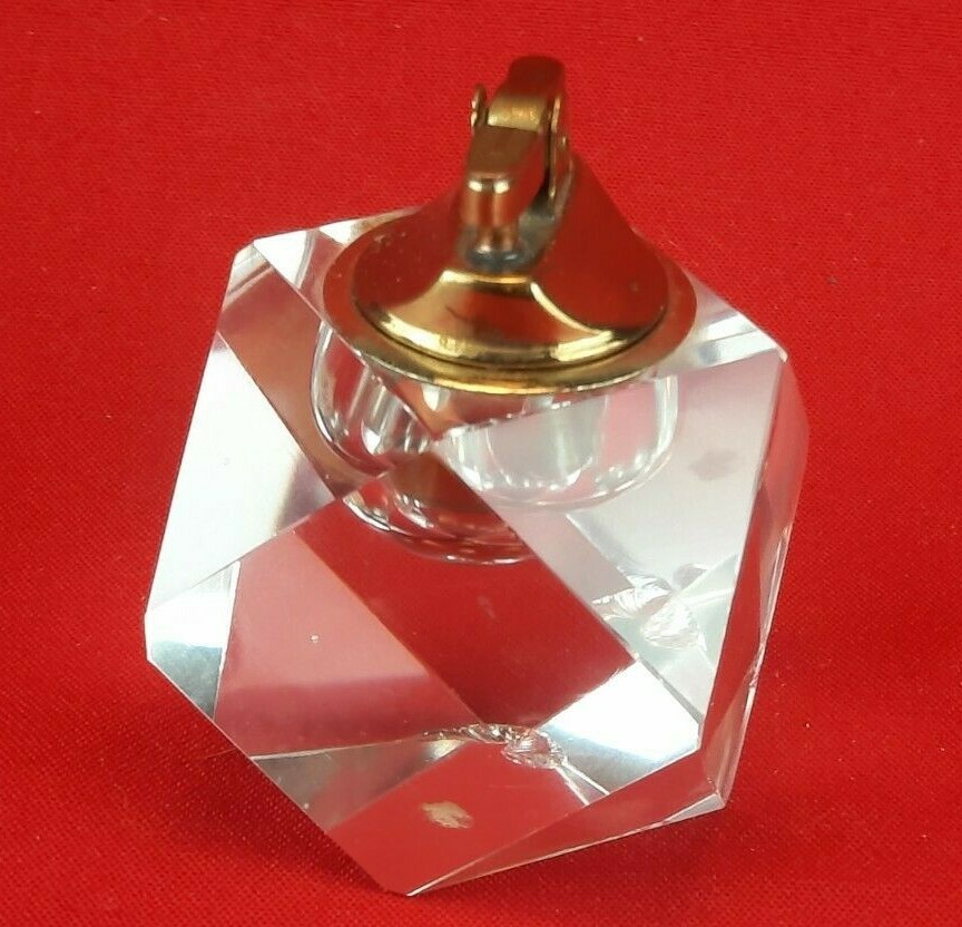 Beautiful Heavy Estate Find Imported Crystal Hand Cut and Polished Lighter