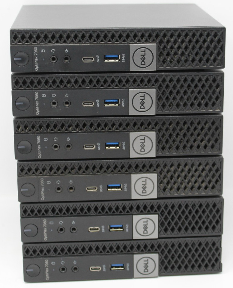 Lot of 6 Dell Optiplex 7060 Micro i7 8700T @ 2.4 GHz 256 GB 8 GB Win 11 Pro W/AC