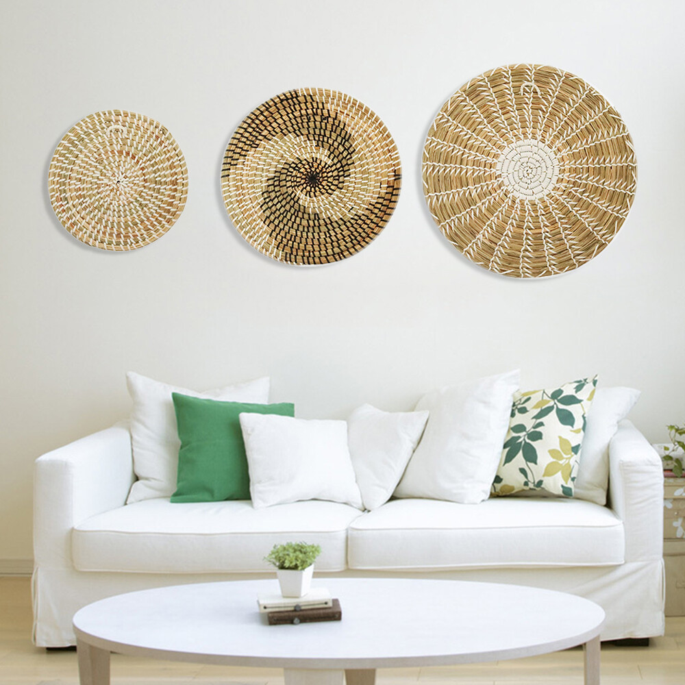 3pcs Wall Basket Boho Decor Woven Decor Baskets Hanging Wall Art Decoration