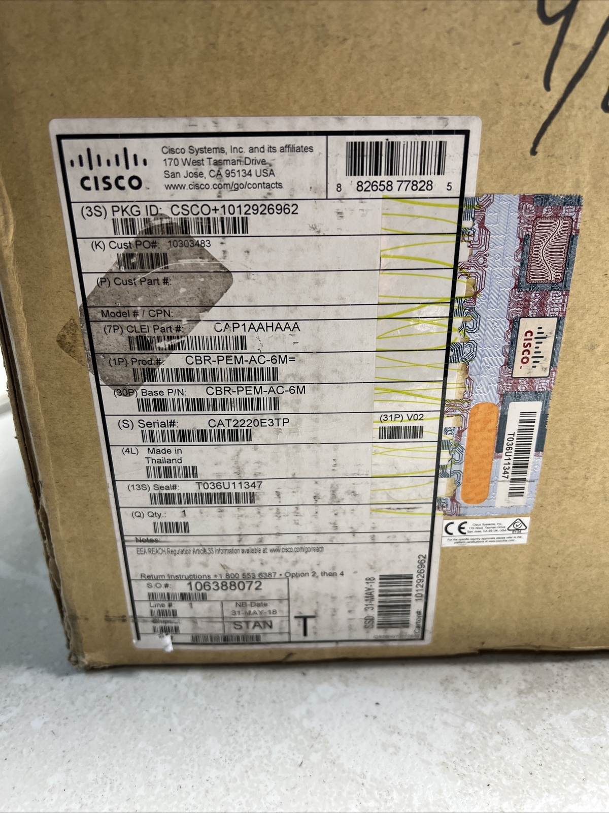 CISCO CBR-PEM-AC-6M POWER INPUT MODULE