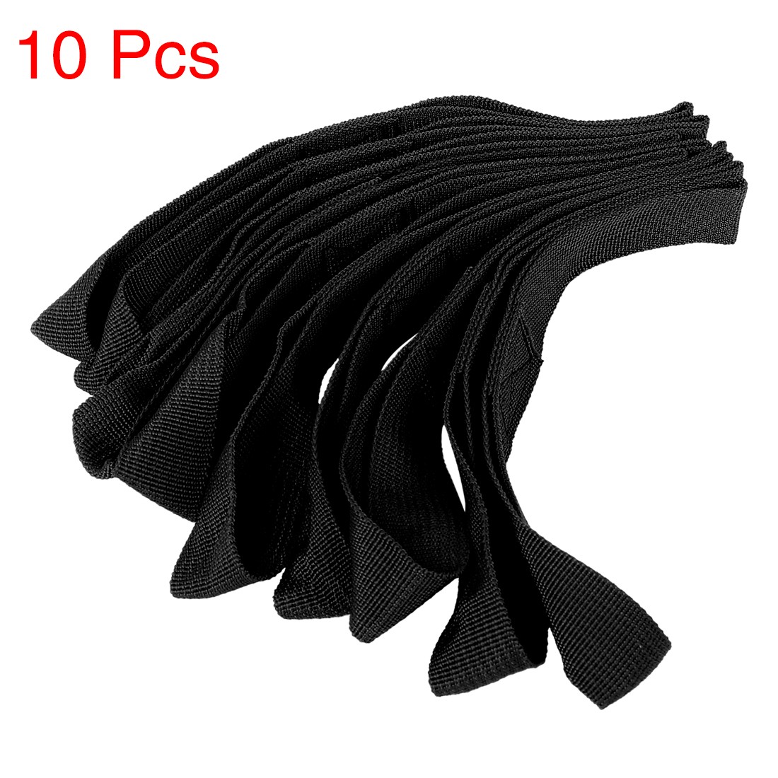 10PCS Black 2.5 x 20.5cm Cargo Belt Loop Tie Down Strap for Motorcycle