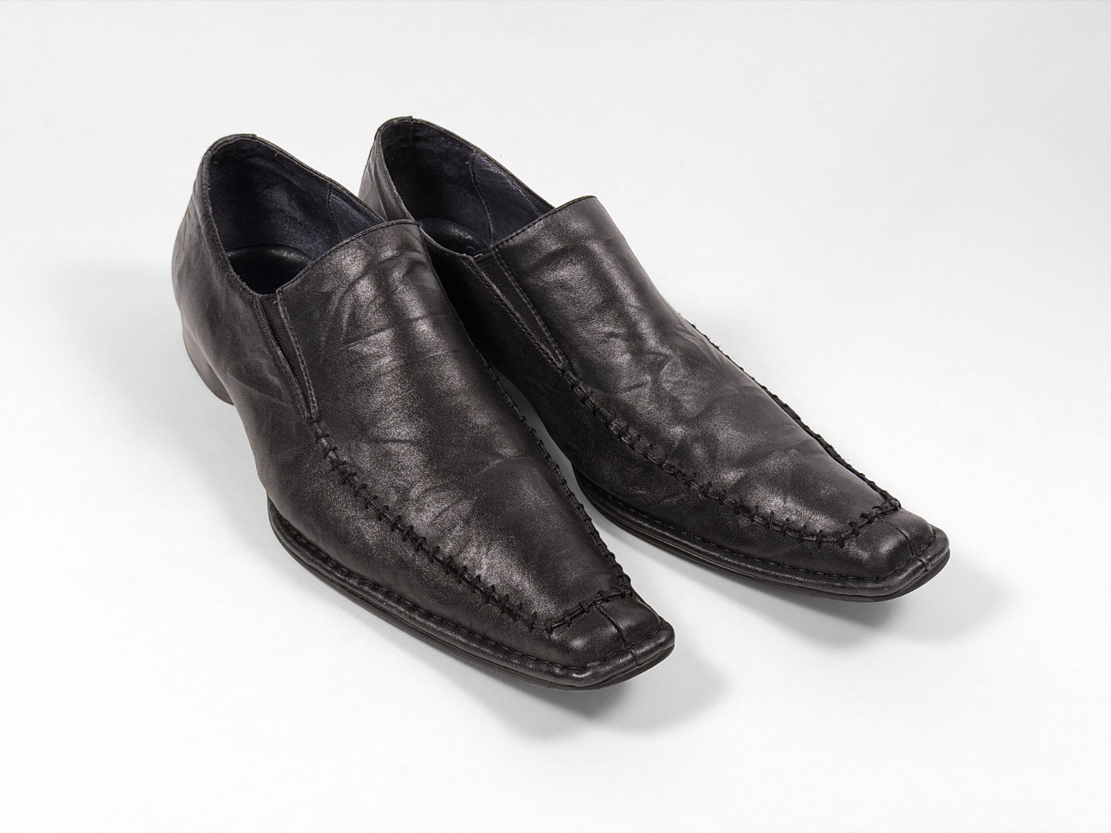 Aldo Black Leather Low Heal Dress Shoes Men;s Size US 12, UK 11, EU, 46