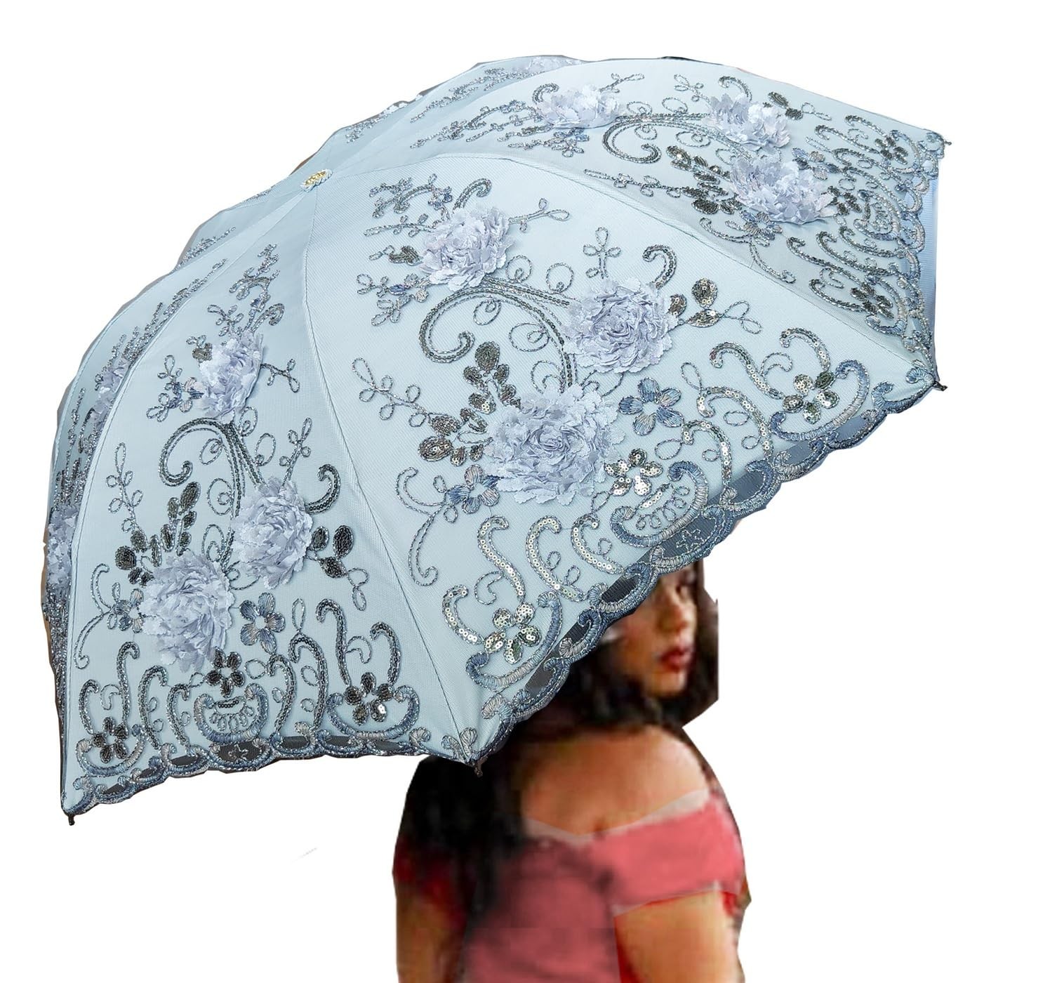 Vintage Foldable Lace Parasol Gothic Umbrella rain Anti-uv Protection parasol...