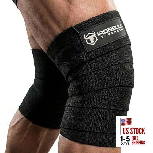Knee Wraps for Weightlifting - 80" Elastic Knee Straps for Squats and Black