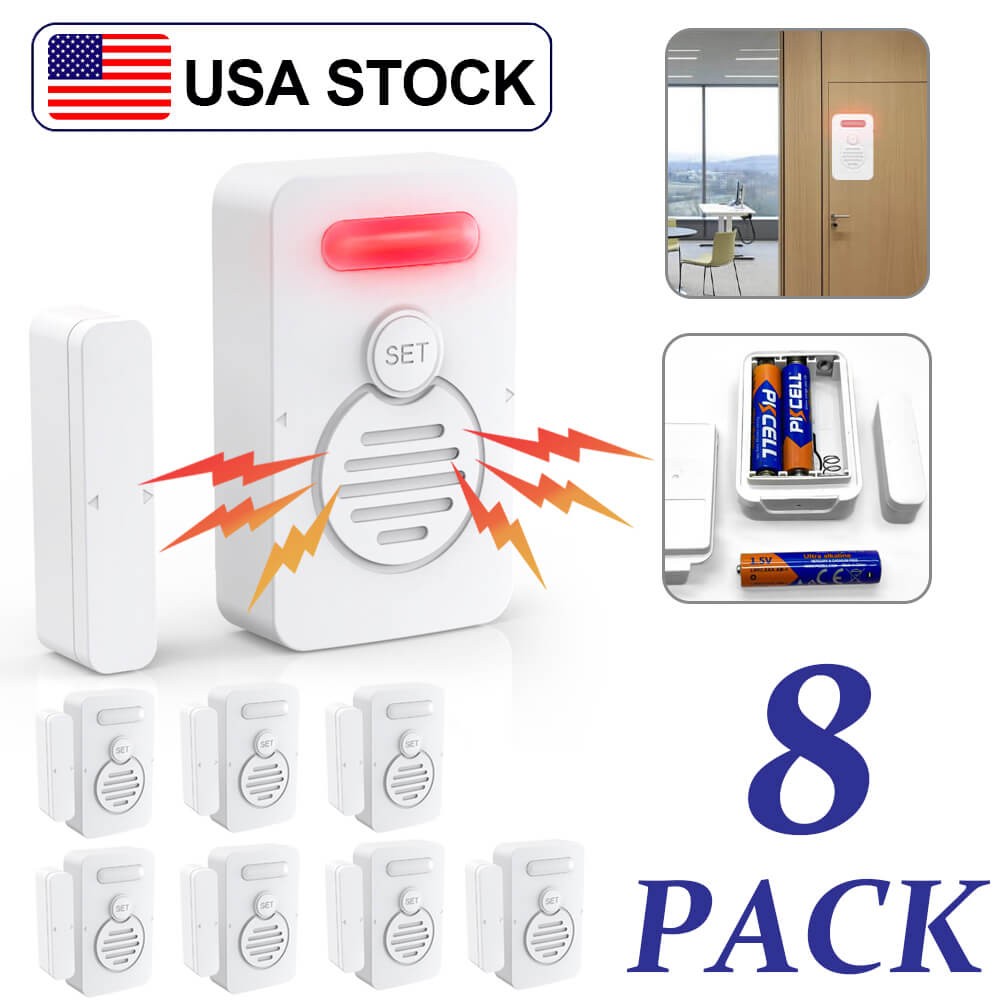 Wireless Voice Door Alarms When Opened 90dB Adjustable Volume Window Alert 8Pack