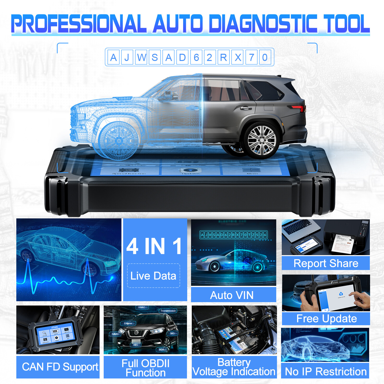 XTOOL IP500 For Chevy Buick GMC Bidirectional OBD2 Scanner All System Diagnostic