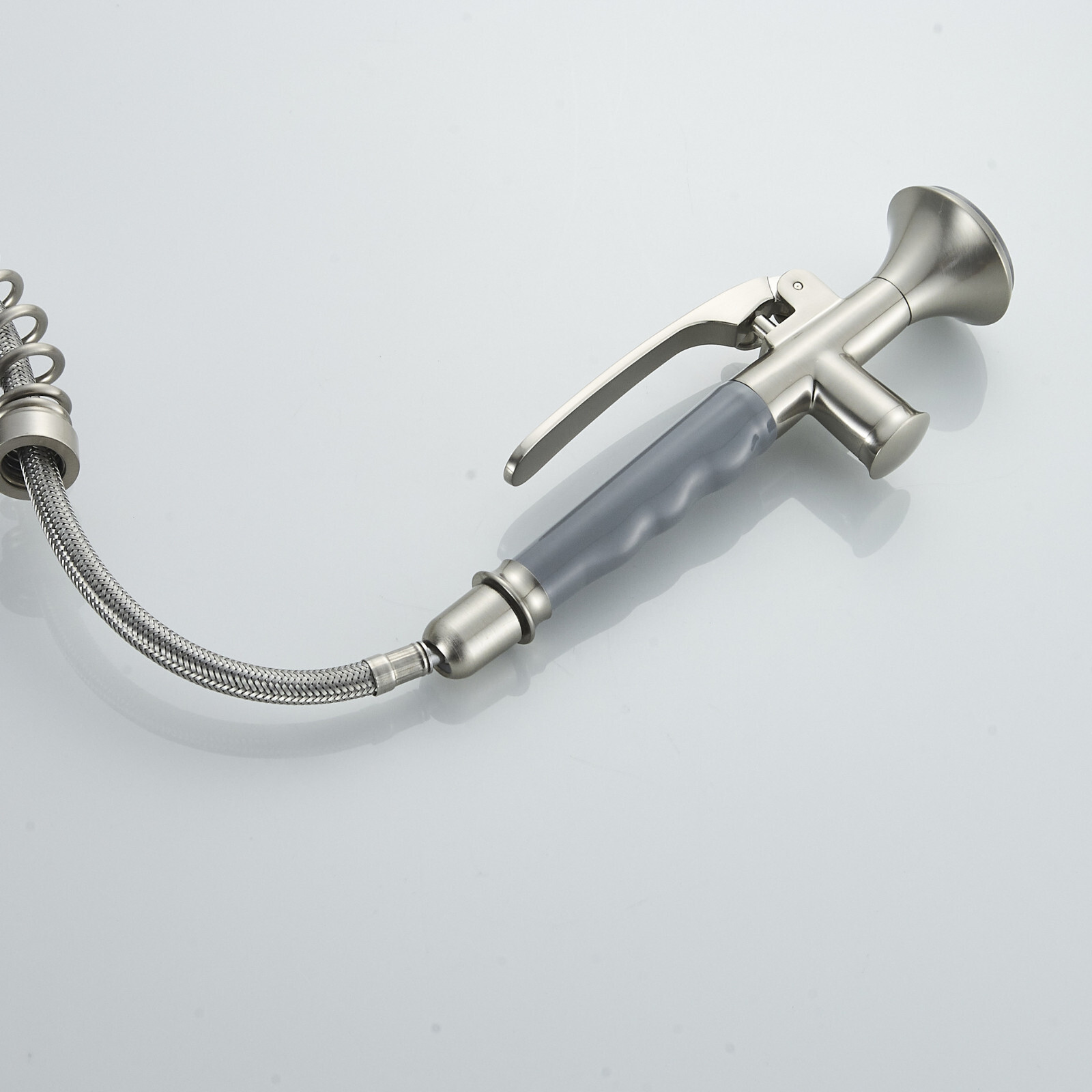 Brass Commercial Brushed Nickel Single Handle Spring Kitchen Faucet Pull Down