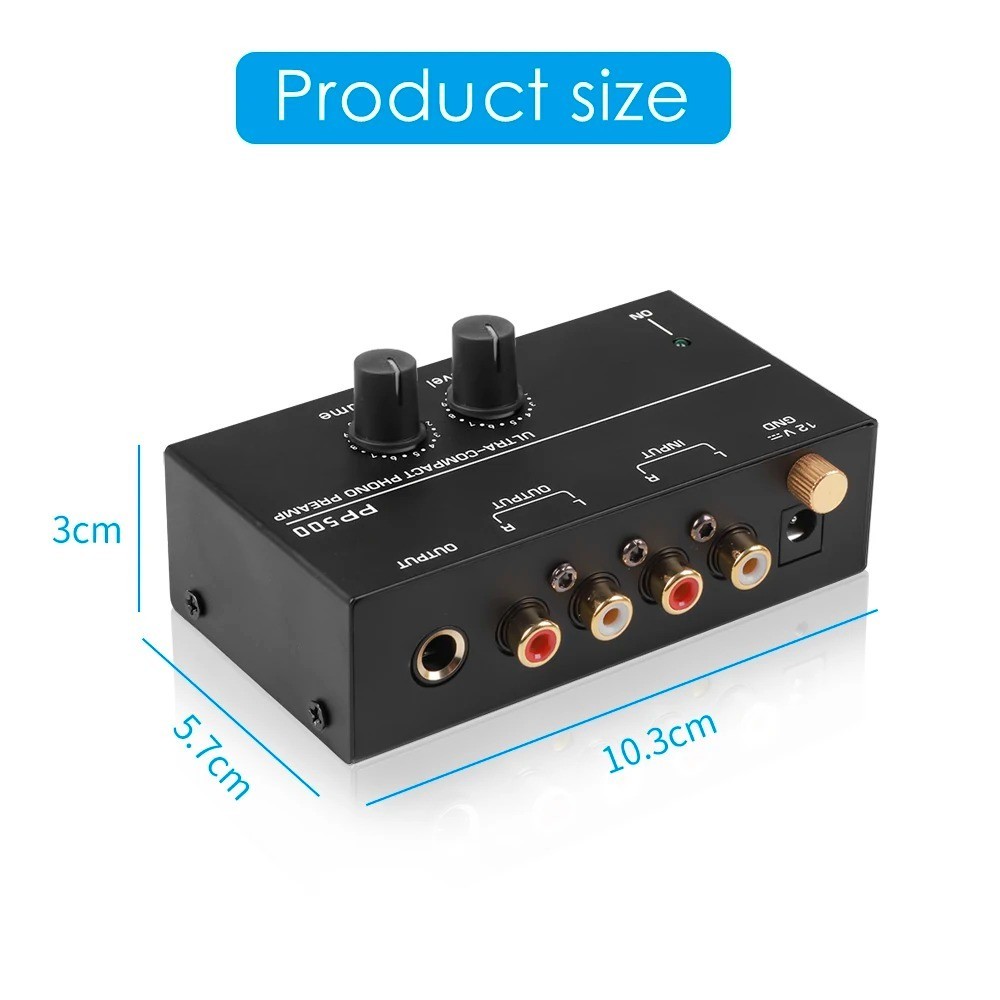 Pyle Phono Turntable Preamp Mini Electronic Audio Stereo Phonograph Preamplifier