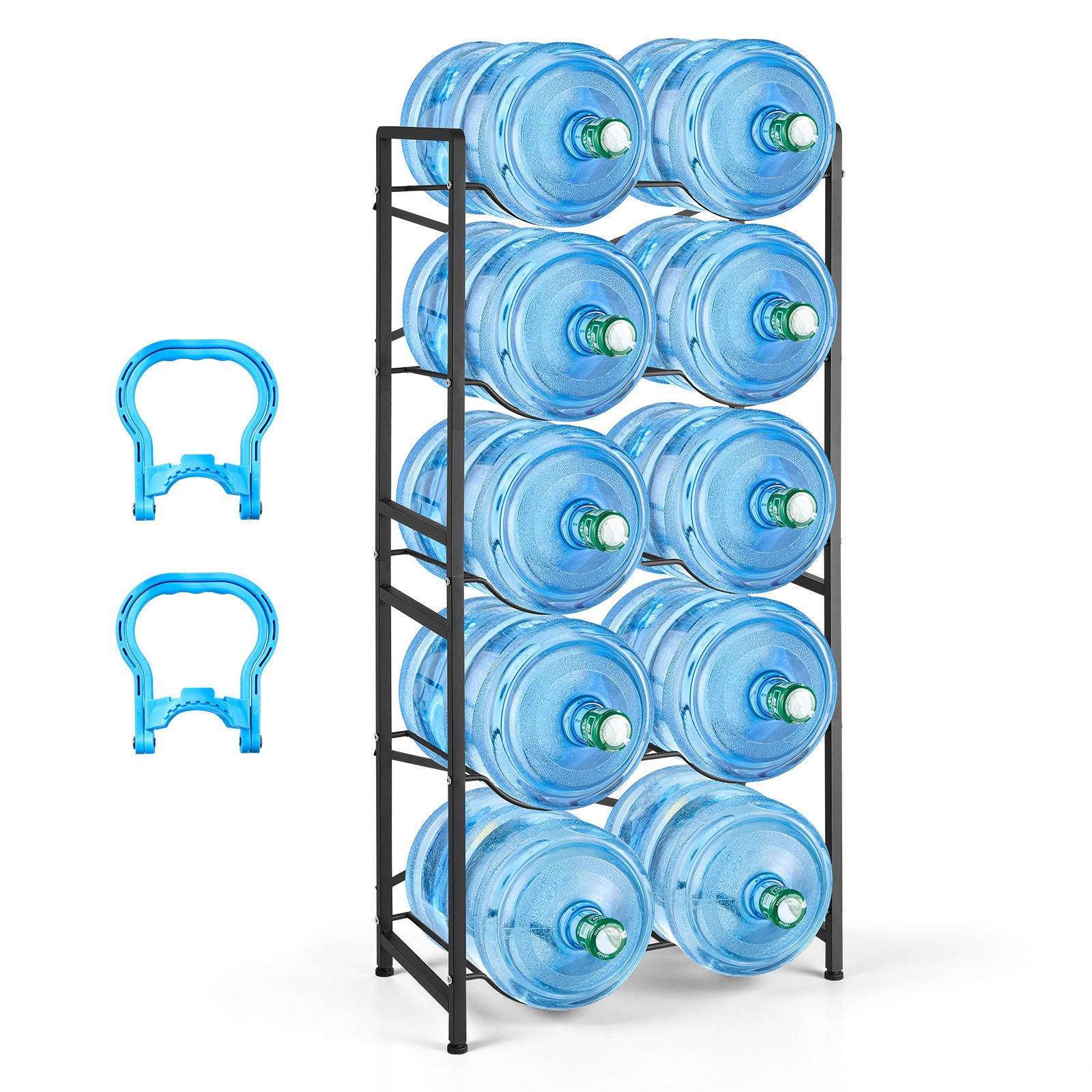 Uimoso 5-Tier Water Bottle Rack for 10 Jugs with Handles