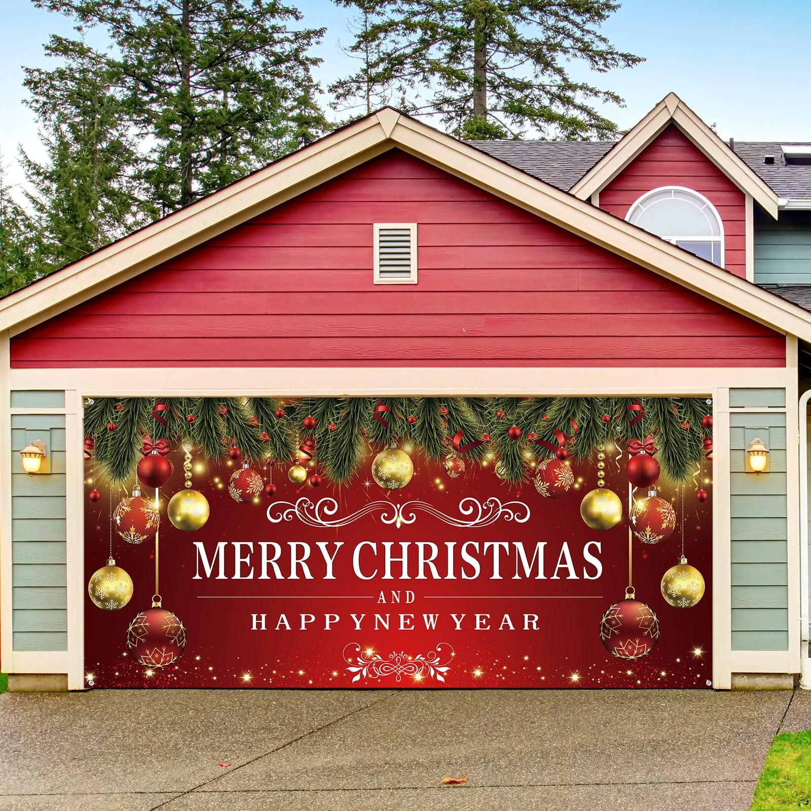 Newwiee Christmas Garage Door 6 x 13 feet/ 1.85 x 4 meters, Multicolor