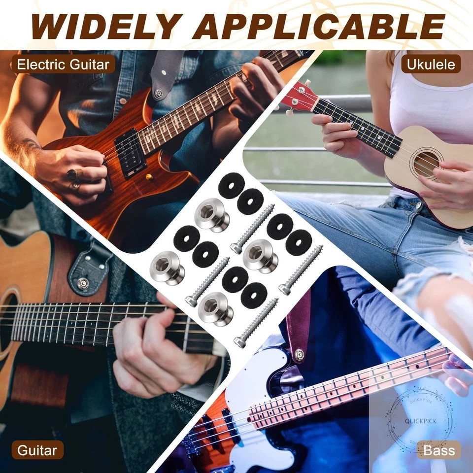 4 Set Guitar Strap Button Compatible with Dunlop Straplok Dual Design Strap Lock