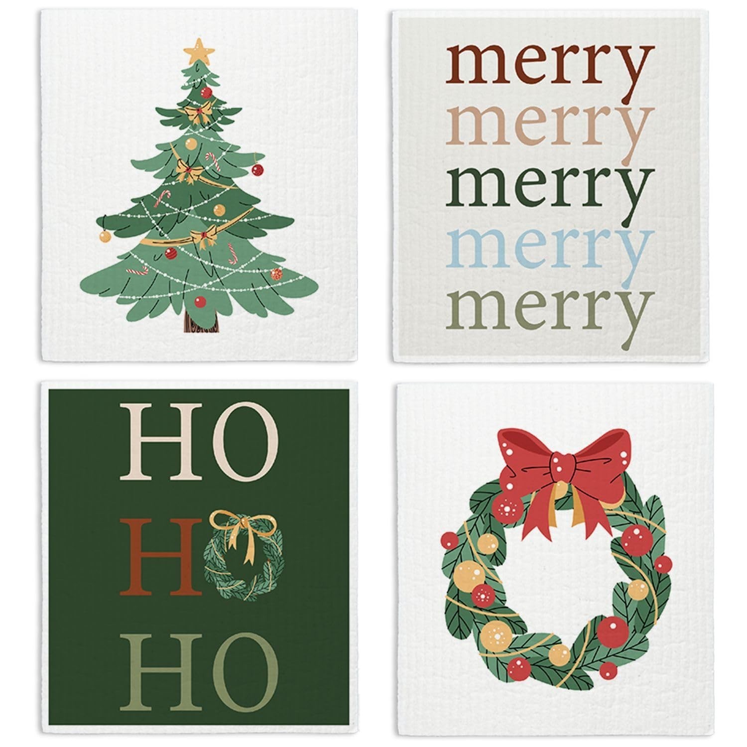 Christmas Tree Swedish Dishcloths for Kitchen, Swedish Dish Cloths for Christ...