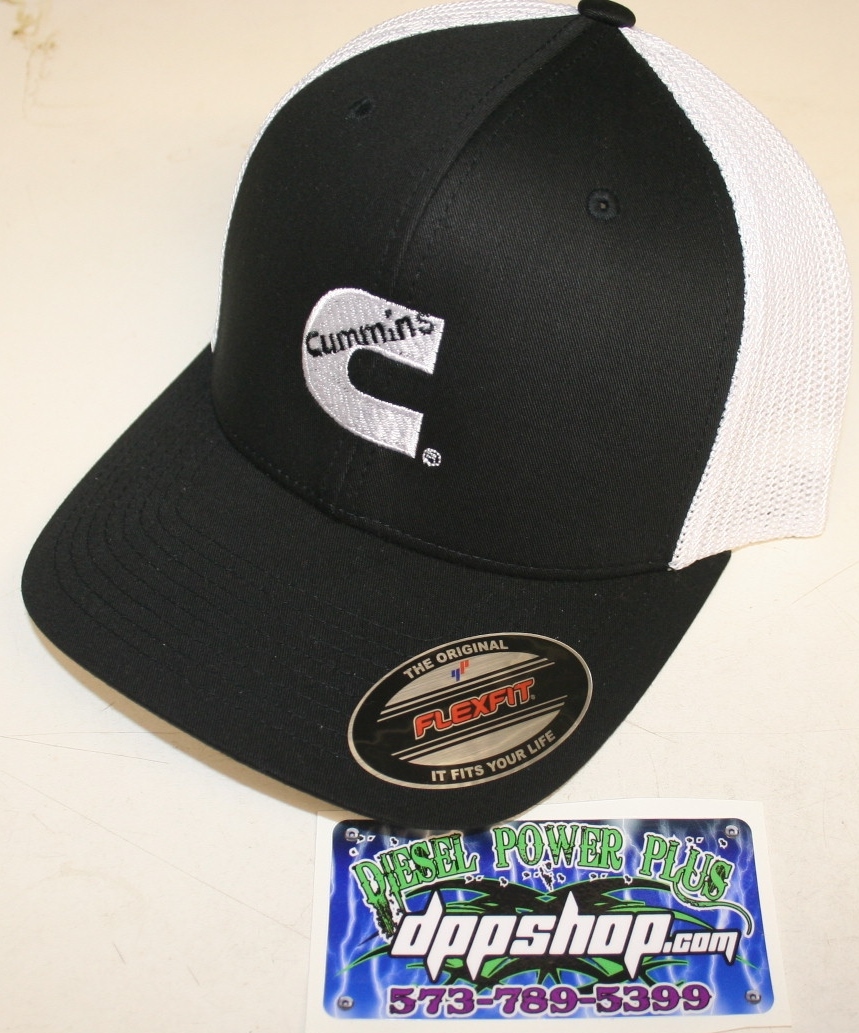 Cummins truckers mesh summer cummings hat black white cap fitted flex fit!