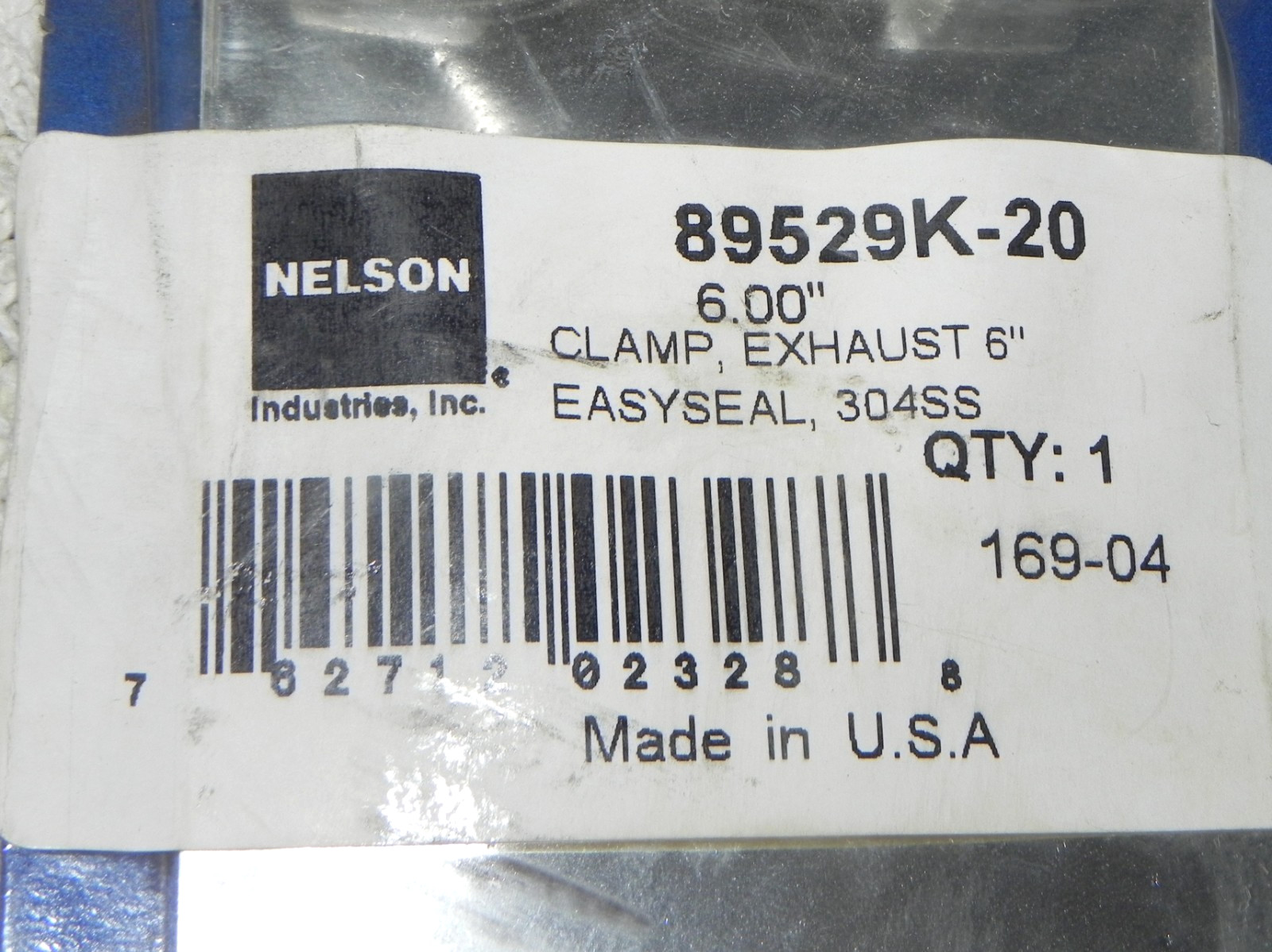 Nelson 8959K-20 6" Easy Seal Exhaust Clamp 304SS Made in USA