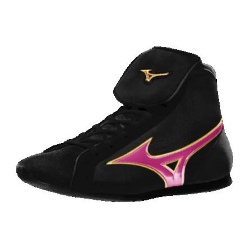 [Made to order] MIZUNO Short Boxing Shoes Black/Metal Rose/Metal Yellow/Black So