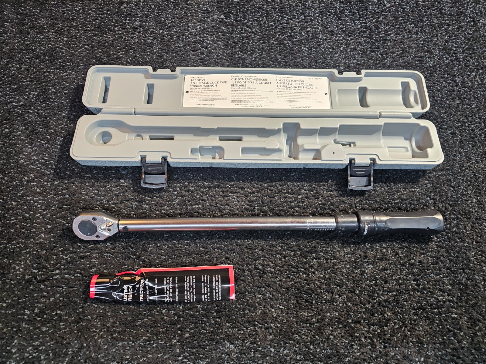 Evercraft 776-8077 Torque Wrench 1/2" Drive Click Type 30-250 Ft-Lbs