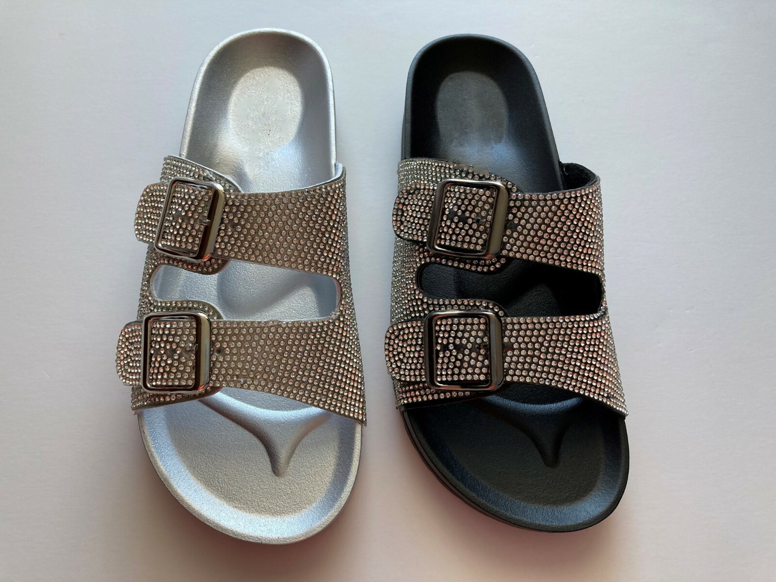 New Women's Bling w/Rhinestone, Slide, Buckled Double "Pick your Color&Size".