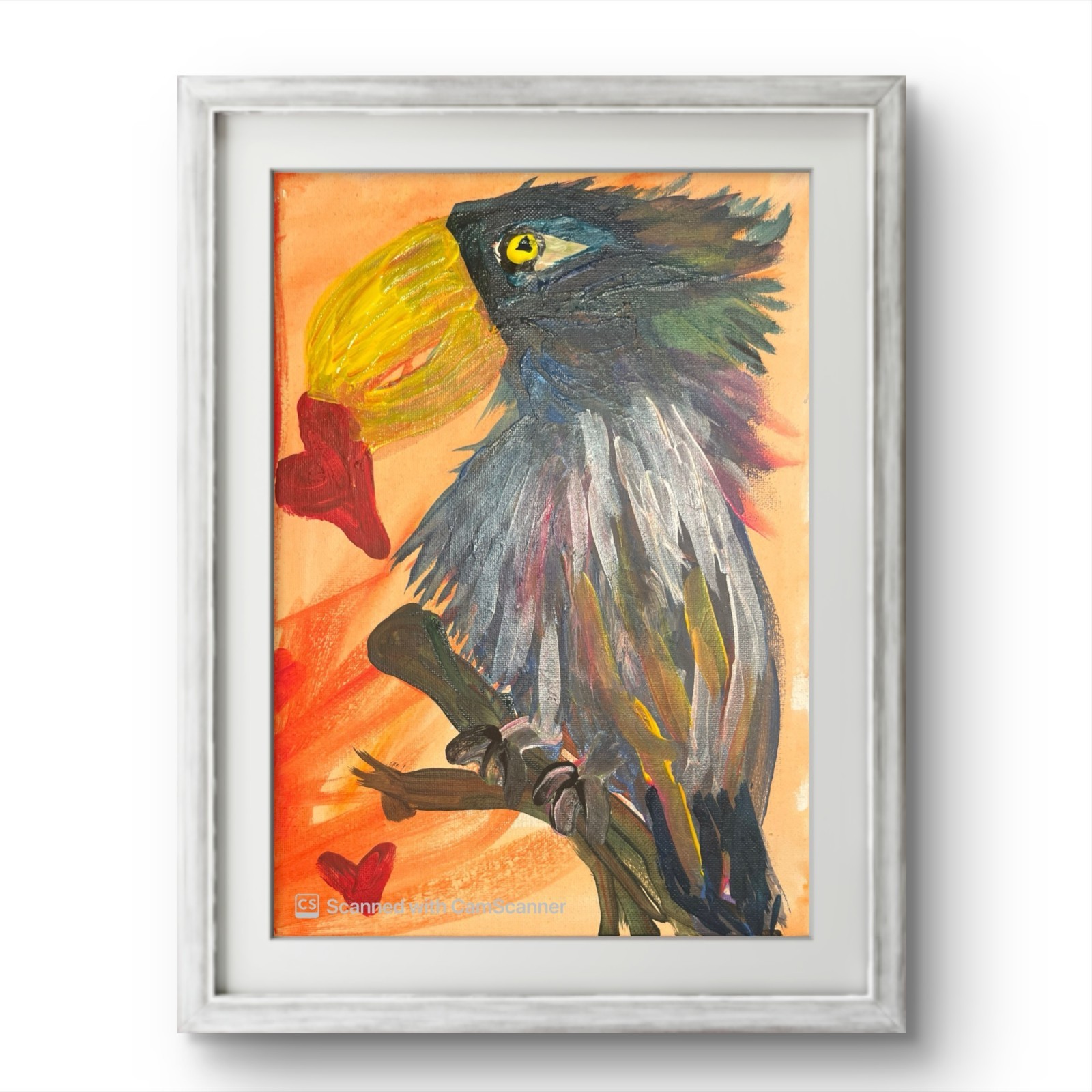 BLESSED#965 Parrot Heart Bird 12x9 Original Canvas Neo Abstract Expressionism